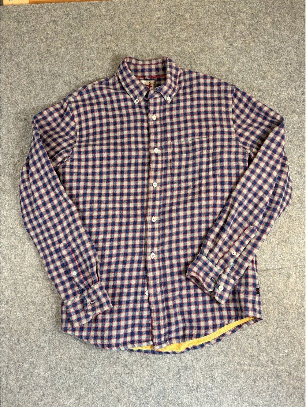 Relwen Blanket Flannel Mens Size L Blue plaid heavy cotton